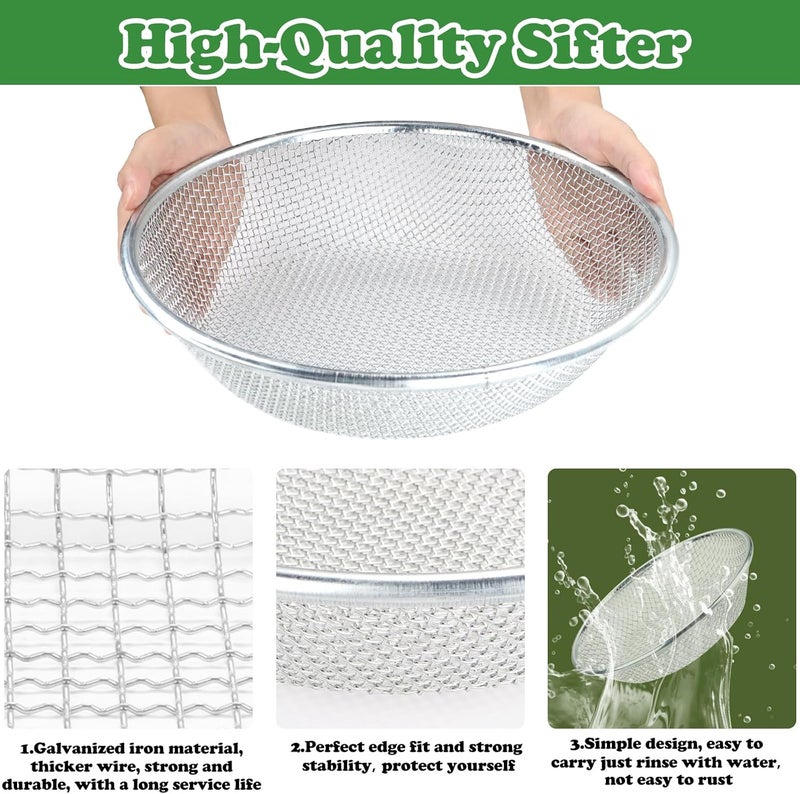 moonateen 2Pcs Soil, Sand, and Compost Sifter for Gardening – Sieve for Rocks, Dirt, and Organic Material – Fits 5-Gallon Buckets(1/4In&3/8In Mesh) - Image 3